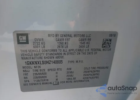 2017 GMC Acadia Denali from USA, damaged, VIN 1GKKNXLS0HZ140805